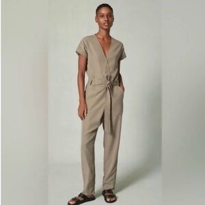 ME + EM crossover jumpsuit  Elegant Tan Jumpsuit